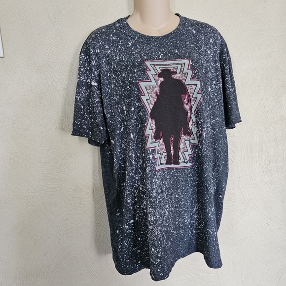 Gildan Navy Bleached Tie Dye Softstyle Short Sleeve T-shirt Size Women's Large - Picture 6 of 10